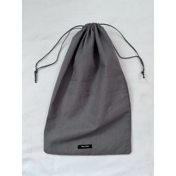MIU MIU Dust Bag Storage Cover Pouch Drawstring Gray 14" x 8.5" - Picture 8 of 8